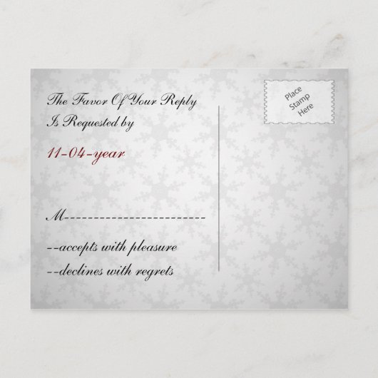 Red Winter Wedding Rsvp Karte (Rückseite)