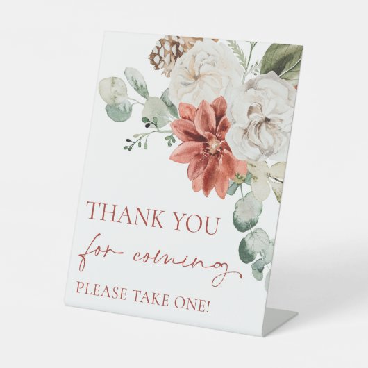 Red Winter Weihnachten Vielen Dank für Ihr Kommen Sockelschild (Vorderseite)