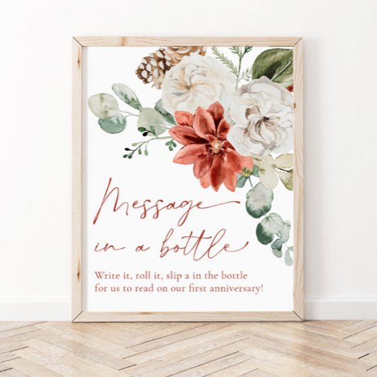 Red Winter Weihnachts-Nachricht in Flasche Sign Ga Poster