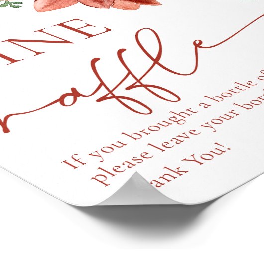 Red Winter Wine Raffle Brautparty Spielzeichen Poster (Ecke)