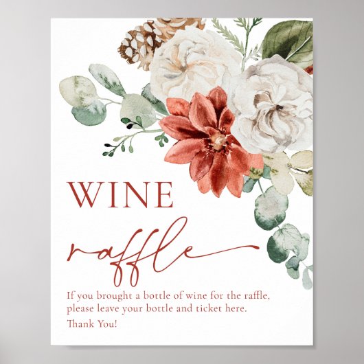 Red Winter Wine Raffle Brautparty Spielzeichen Poster (Vorne)