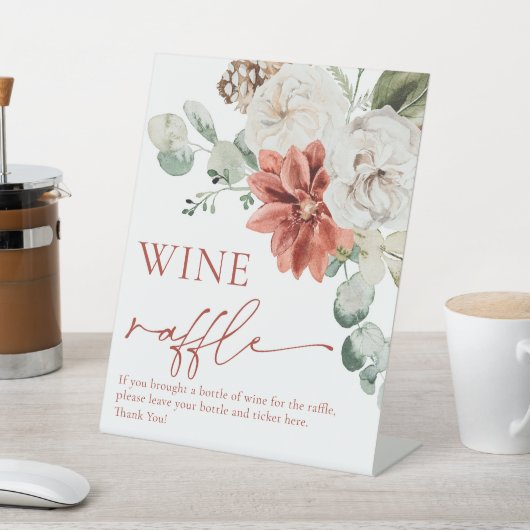 Red Winter Wine Raffle Brautparty Spielzeichen Sockelschild (In SItu)