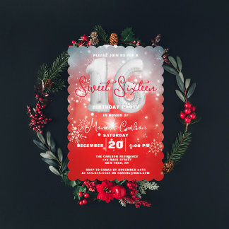 Red Winter Wonderland 16 . Geburtstag Geburtstag Einladung
