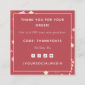 Red Winter Xmas Ornament Star & Glitzern Vielen Da Quadratische Visitenkarte (Rückseite)