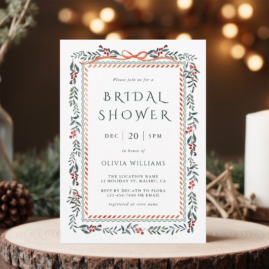 Red Winterberry Frame Brautparty Einladung