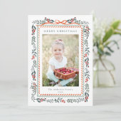 Red Winterberry Frame Frohe Weihnachten 2 Foto (Stehend Vorderseite)