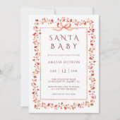 Red Winterberry Frame Santa Baby Dusche Einladung (Vorderseite)