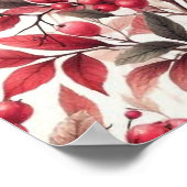 Red Winterberry Fruchtmuster Wasserfarbe Poster (Ecke)
