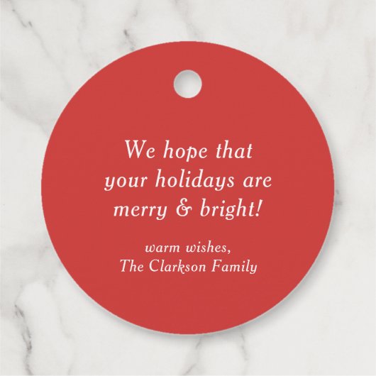 Red Winterberry und Juniper Wreath Weihnachten Geschenkanhänger (Rückseite)