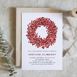 Red Winterberry Wreath Christmas Brautparty Einladung