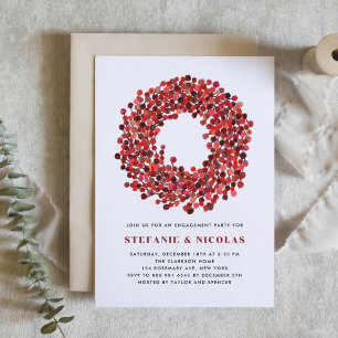 Red Winterberry Wreath Weihnachtsbachtveranstaltun Einladung