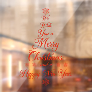 Red Wir wünschen Ihnen ein frohes Weihnachtsfenste Fensteraufkleber