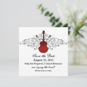 Red Wirbel Guitar Save the Date einladen (Stehend Vorderseite)