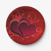 Red Wirbel & Hearts Paper Teller 7" Liebe Valentin (Vorderseite)