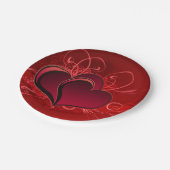 Red Wirbel & Hearts Paper Teller 7" Liebe Valentin (Schrägansicht)