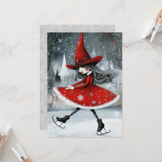 Red Witchy Christmas Karte (Vorderseite/Rückseite Beispiel)