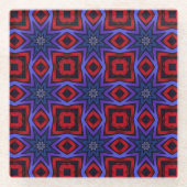 Red With Blue Stars Glasuntersetzer (Vorderseite)