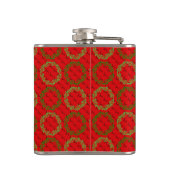 RED with GOLD CHRISTMAS WREATHS Flachmann (Rückseite)