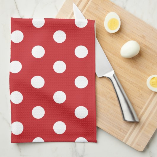 Red with Solid White Dot Style Geschirrtuch (Viertel Falte)