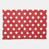 Red with Solid White Dot Style Geschirrtuch (Horizontal)