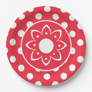 Red With White Polk Dots Paper Plate Pappteller