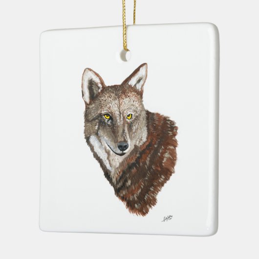 Red Wolf Keramikornament (Links)