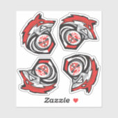 Red Wolf Sheet zu vier Schullogos Aufkleber (Blatt)