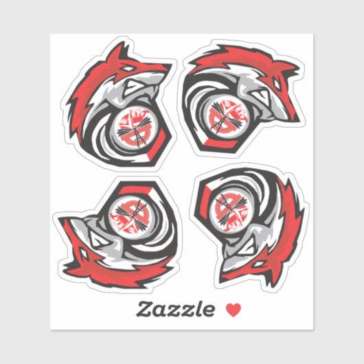 Red Wolf Sheet zu vier Schullogos Aufkleber (Blatt)