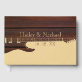 Red Wood & Brown Guitar Wedding Gästebuch (Vorderseite)