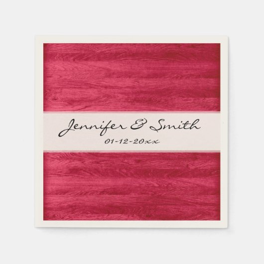 Red Wood Grain Texture Serviette (Vorderseite)