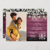 Red Wood String Lights Jars Greenerity Foto Weddin Einladung (Vorne/Hinten)