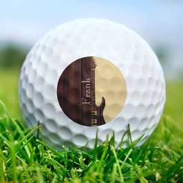 Red Wood & Tan Brown Color Block Name Gitarre Golfball