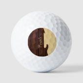 Red Wood & Tan Brown Color Block Name Gitarre Golfball (Vorderseite)