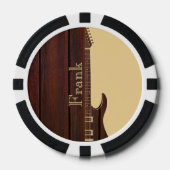 Red Wood & Tan Brown Color Block Name Gitarre Pokerchips (Vorderseite)