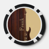Red Wood & Tan Brown Color Block Name Gitarre Pokerchips (Rückseite)