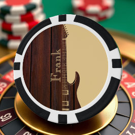 Red Wood & Tan Brown Color Block Name Gitarre Pokerchips