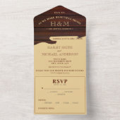 Red Wood & Tan Brown Gitarre Wedding All In One Einladung (Innen Boden)