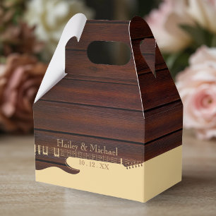 Red Wood & Tan Brown Gitarre Wedding Geschenkschachtel