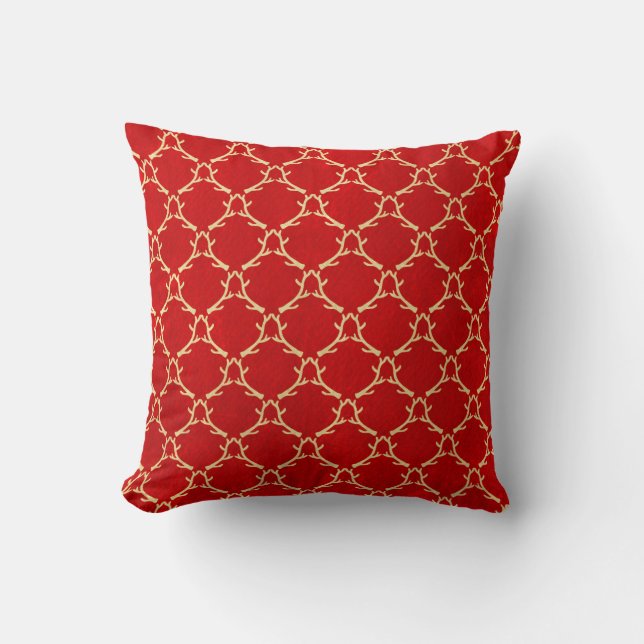 Red Woodland Antlers Pillow Kissen (Vorderseite)
