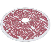 Red Woodland Fox Deer Bear Frohe Weihnachten Fleece Weihnachtsbaumdecke (Schrägansicht)