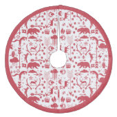 Red Woodland Fox Deer Bear Frohe Weihnachten Fleece Weihnachtsbaumdecke (Vorderseite)