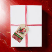 Red Woodsy Kardinal mit Holly über Country Gingham Geschenkanhänger