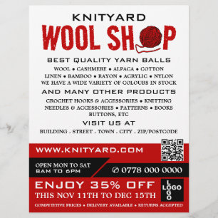 Red Wool Shop Logo, Knitter Store, Garnspeicher Flyer