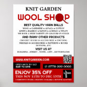 Red Wool Shop Logo, Knitter Store, Garnspeicher Poster (Vorne)