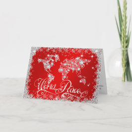 Red WORLD PEACE Diamonds PERSONALISIERT Feiertagskarte