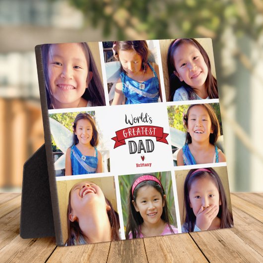Red World's Bester Vater Modern 8 Foto Collage Fotoplatte