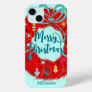 Red Wreath Retro Christmas Case-Mate iPhone Hülle