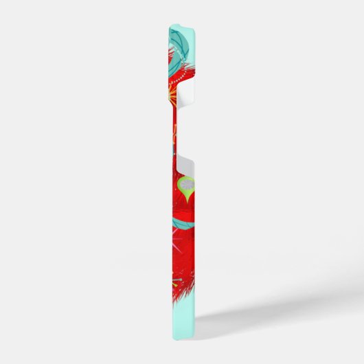 Red Wreath Retro Christmas iPhone Hülle (Linke Seite)