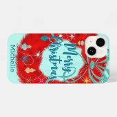 Red Wreath Retro Christmas iPhone Hülle (Rückseite (Horizontal))