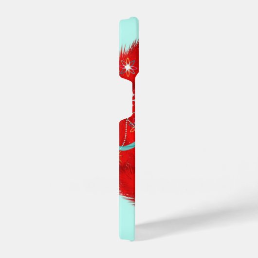 Red Wreath Retro Christmas iPhone Hülle (Rechte Seite)